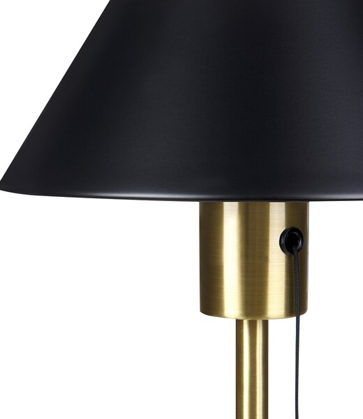 Stolná lampa čierna a zlatá kovová zo železa kužeľovité tienidlo so spínačom osvetlenie do kancelárie moderné