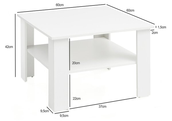 KONFERENČNÝ STOLÍK, biela, kompozitné drevo, 60/60/42 cm MID.YOU - Stolíky do obývačky, Online Only