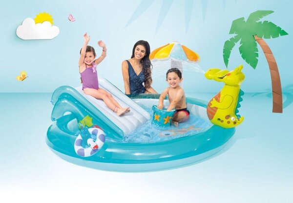 Detský bazén so šmykľavkou a krokodílom Modrá