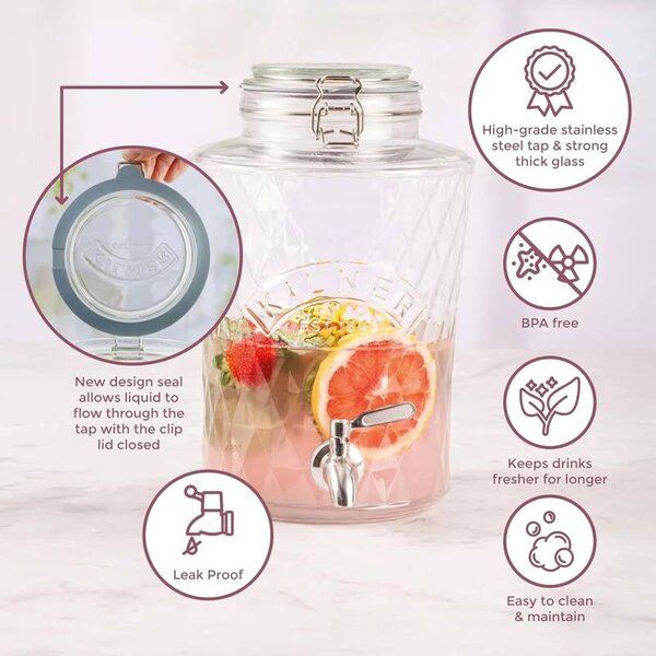 Kilner Sklenený súdok s kovovým kohútikom Diamond 5 l