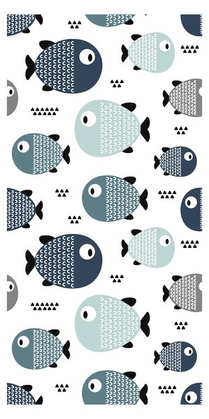 Tapeta - Motív rybičiek, tmavo modrá