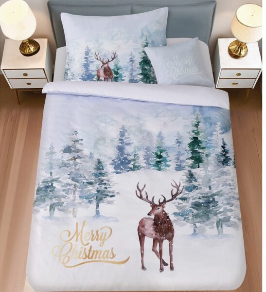 3 dielne 3D obliečky Polycotton Vianočné Jeleň 200x140cm+90x70cm TiaHome