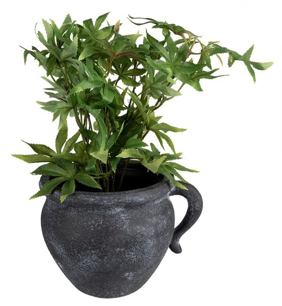 Granitový antik keramický obal na kvetináč s uchom Granit - 20*16*14cm - Clayre & Eef