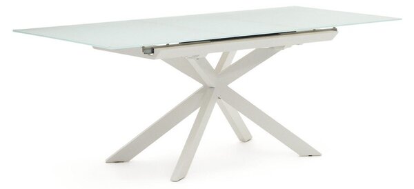 Rozkladací jedálenský stôl s prídavnou doskou so sklenenou doskou 90x160 cm Atminda – Kave Home