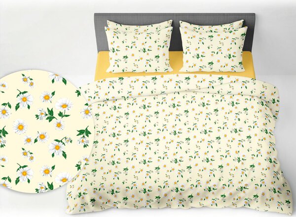 Obliečky krepové Margaretky TiaHome - 1x Vankúš 90x70cm, 1x Paplón 140x200cm