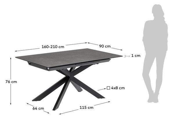 Rozkladací jedálenský stôl s prídavnou doskou s keramickou doskou 90x160 cm Atminda – Kave Home