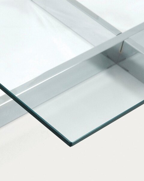 Konferenčný stolík so sklenenou doskou v striebornej farbe 70x120 cm Plam – Kave Home