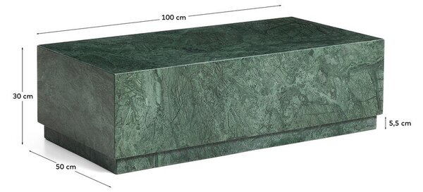 Zelený mramorový konferenčný stolík 50x100 cm Sorein – Kave Home