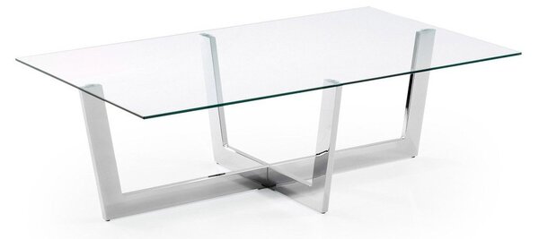 Konferenčný stolík so sklenenou doskou v striebornej farbe 70x120 cm Plam – Kave Home