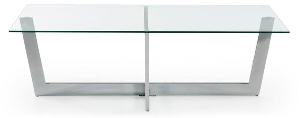 Konferenčný stolík so sklenenou doskou v striebornej farbe 70x120 cm Plam – Kave Home