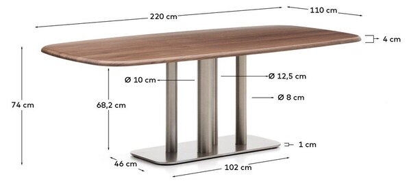Jedálenský stôl v dekore orecha 110x220 cm Melvar – Kave Home