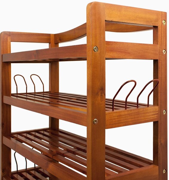 Regál na topánky RUSTIC, 5políc, 95x26x82cm, prírodná hnedá Casaria