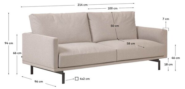 Béžová ženilková pohovka 214 cm Galene – Kave Home