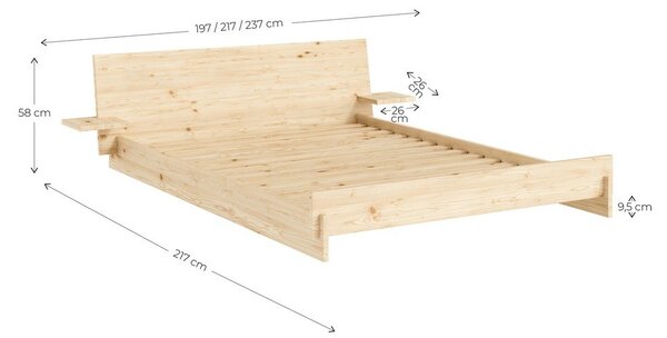 Dvojlôžková posteľ z borovicového dreva s roštom 140x200 cm v svetlo prírodnej farbe Latch – Karup
