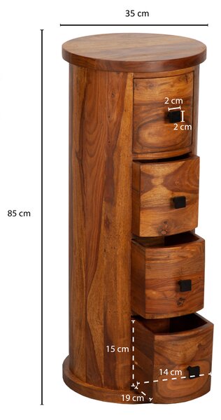 KOMODA, indický palisander, farba indického palisandra, 35/85/35 cm MID.YOU - Komody, Online Only