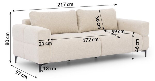 Krémovobiela pohovka 217 cm Helio – Ropez
