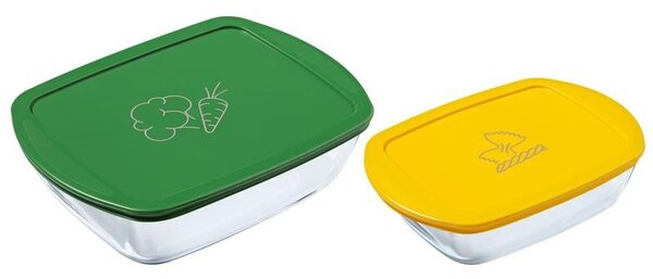 Súprava sklenených dóz s viečkom PYREX 1200ml a 2500ml