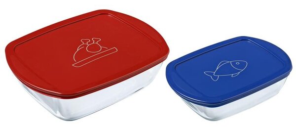 Súprava sklenených dóz s viečkom PYREX 1200ml a 2500ml