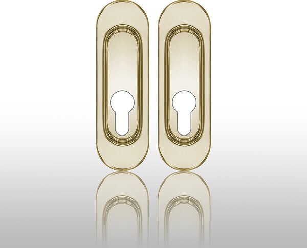 Úchytka na posuvné dvere COBRA 3665 PZ (OLV - mosadz leštená) - PAR, Otvor na cylindrickú vložku PZ, COBRA OLV (mosadz leštená, lesklá)