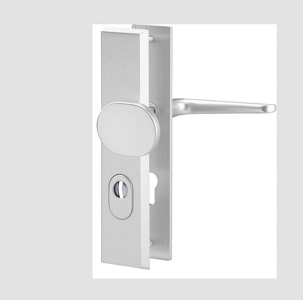 Bezpečnostné kovanie ACT Atlas Plus (F1), kľučka-kľučka, Otvor na cylindrickú vložku PZ, AC-T F1 (hliník strieborný), 72 mm