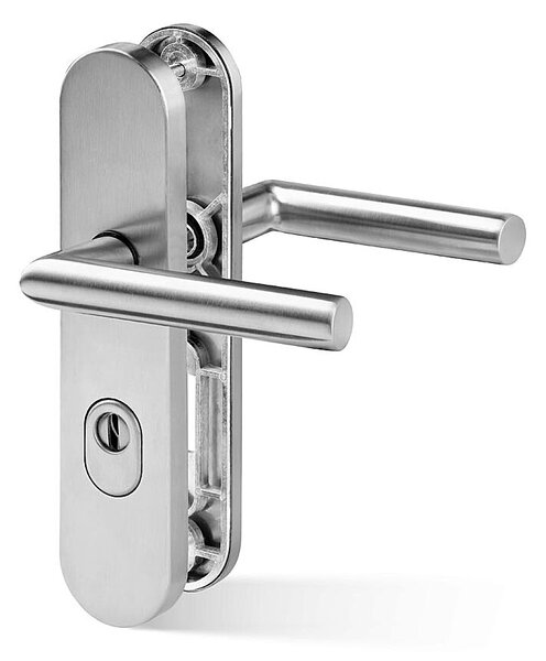 Bezpečnostné kovanie ACT Viking Plus (nerez), kľučka-kľučka, Otvor na cylindrickú vložku PZ, AC-T Nerez, 72 mm