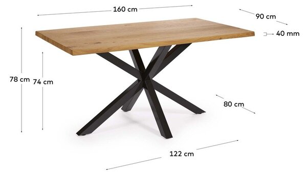Jedálenský stôl s doskou v dubovom dekore 90x160 cm Argo – Kave Home