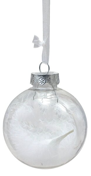 Sada 12 ks vianočných ozdôb WHITE FEATHER 9 cm, biele