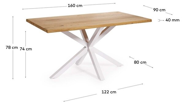 Jedálenský stôl s doskou v dubovom dekore 90x160 cm Argo – Kave Home