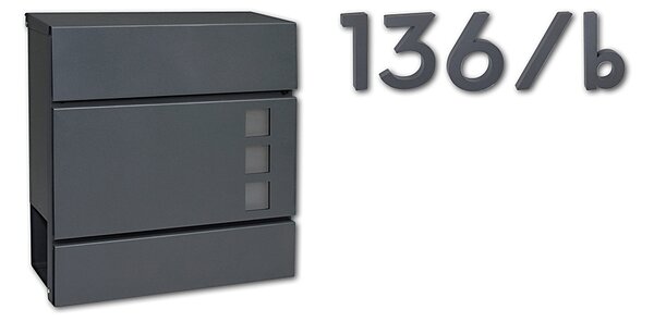 Domové číslo v „3D“ prevedení so štruktúrovaným povrchom RICHTER RN.100LV, RICHTER antracit matná