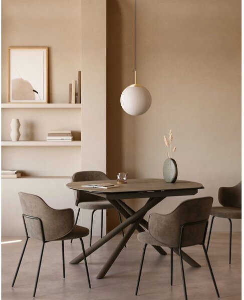 Rozkladací jedálenský stôl s prídavnou doskou s keramickou doskou 100x130 cm Yodalia – Kave Home