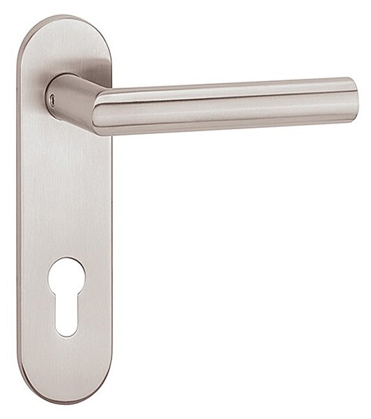 Dverné kovanie TWIN FS - VISION H 1802 - krátky štítok, kľučka-kľučka, Otvor na cylindrickú vložku PZ, Twin E (nerez matná), 72 mm