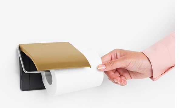 Nástenný oceľový držiak na toaletný papier v zlatej farbe ReNew – Brabantia