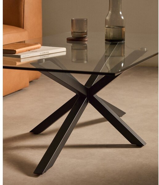 Čierny konferenčný stolík so sklenenou doskou 70x130 cm Argo – Kave Home