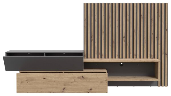 OBÝVACIA STENA sivá, dub artisan Carryhome - Obývacie steny