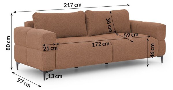 Pohovka v terakotovej farbe 217 cm Helio – Ropez