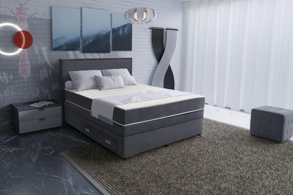 BOXSPRINGOVÁ POSTEĽ, 90/200 cm tmavosivá Hom`in - Postele