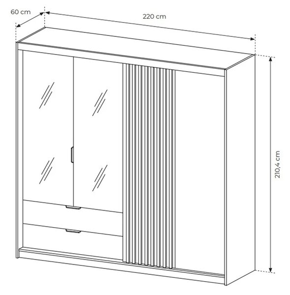 ŠATNÍKOVÁ SKRIŇA BERGER DUB ARTISAN + ANTRACIT 220 cm