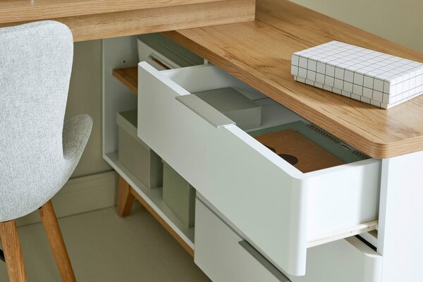 ROHOVÝ PÍSACÍ STÔL, biela, farba duba, 140/118/76 cm Livetastic - Online Only kancelárie, Online Only