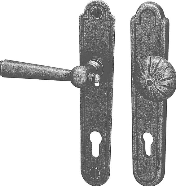 Ochranné kovanie COBRA REGEN (K - kované), kľučka-kľučka, Otvor na cylindrickú vložku PZ, COBRA K (kované kovanie), 90 mm