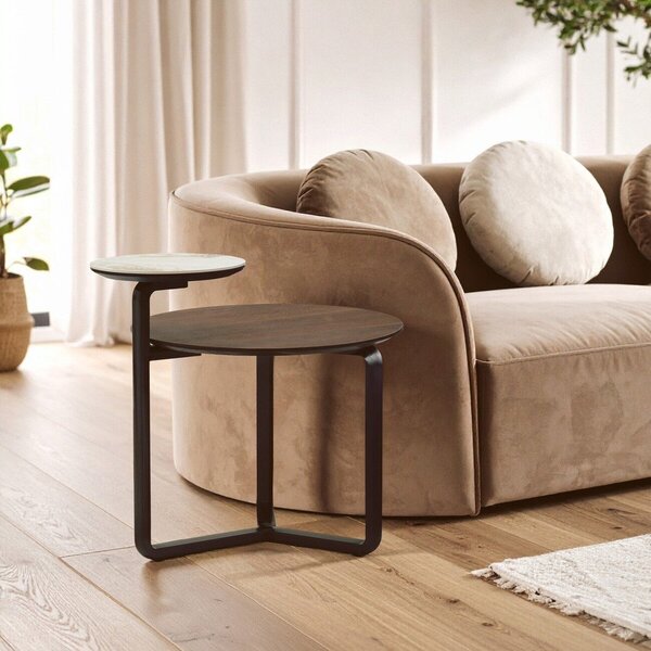 Hnedý okrúhly konferenčný stolík z eukalyptového dreva 55x67 cm Imperia – Premier Housewares