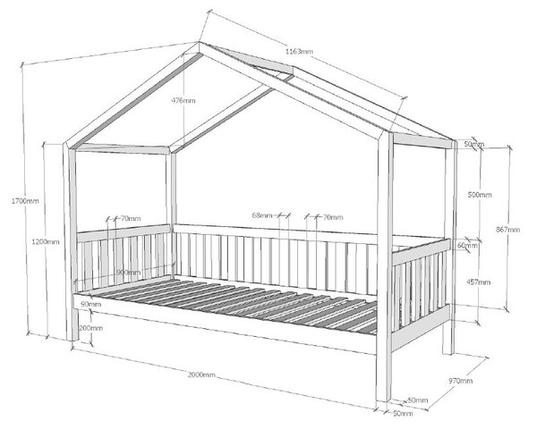 DOMČEKOVÁ POSTEĽ, 90/200 cm biela MID.YOU - Detské izby, Online Only