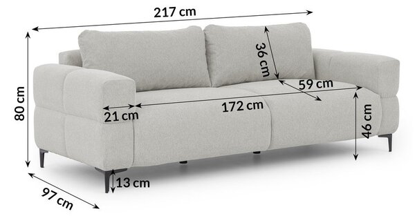 Svetlosivá pohovka 217 cm Helio – Ropez