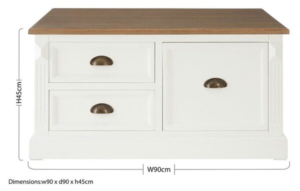 Biely konferenčný stolík v dekore jedľa 90x90 cm Hardwick – Premier Housewares