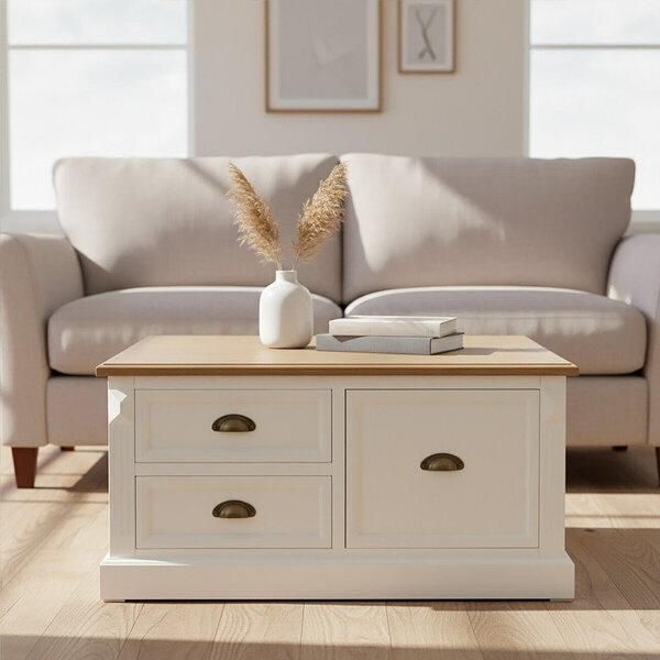Biely konferenčný stolík v dekore jedľa 90x90 cm Hardwick – Premier Housewares