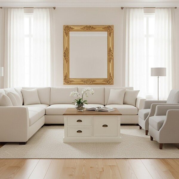 Biely konferenčný stolík v dekore jedľa 90x90 cm Hardwick – Premier Housewares