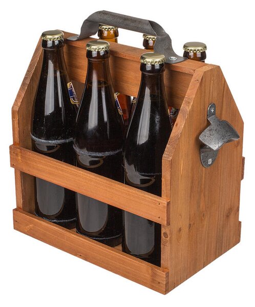 Drevená prepravka na pivo s otváračom