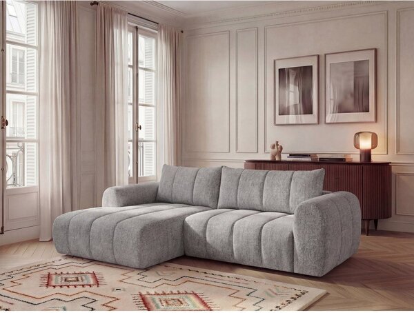 Svetlosivá rohová pohovka (ľavý roh/s leňoškou) Nesty – Bobochic Paris