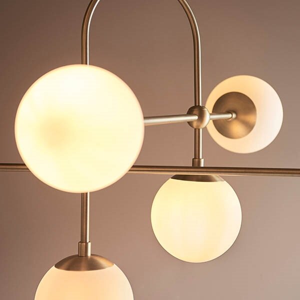 Endon 90842 - Stropný luster na tyči ONTARIO 6xE14/7W/230V mosadz/biela