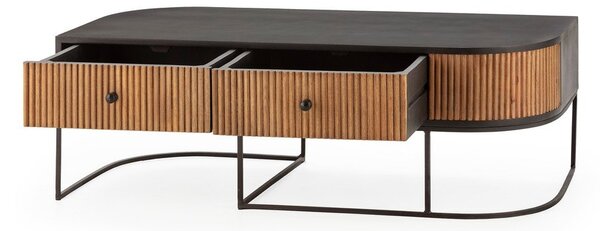 Konferenčný stolík z mangového dreva v prírodnej farbe 60x120 cm Curve – MOME