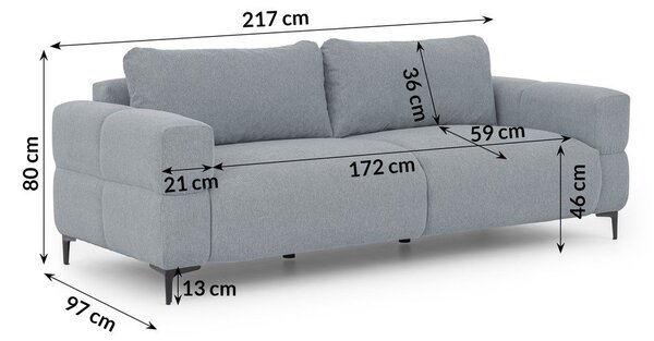 Sivomodrá pohovka 217 cm Helio – Ropez